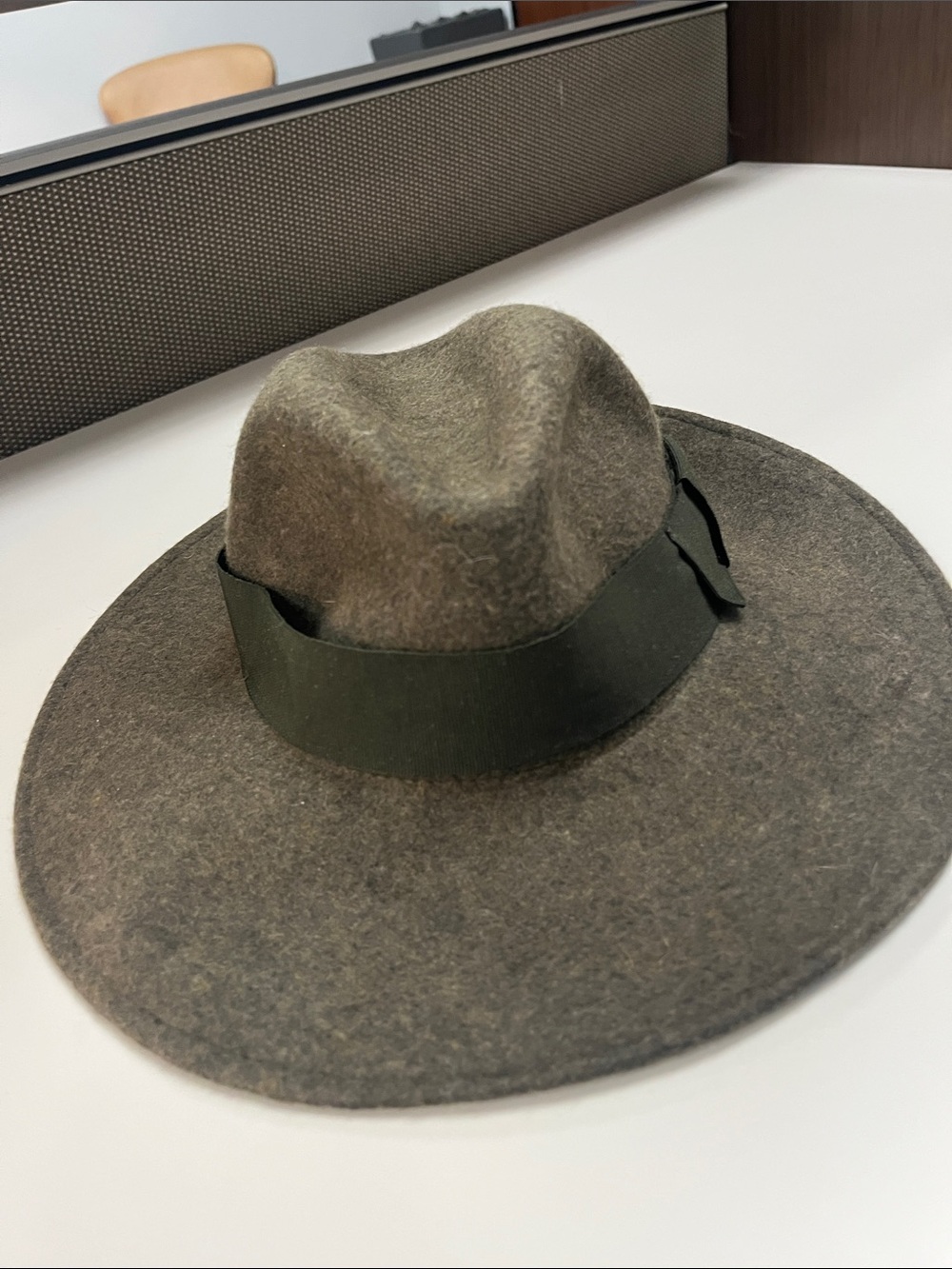 Filippo Catarzi Wide Brim Felt Fedora Hat in Olive Green - Women's Accessory